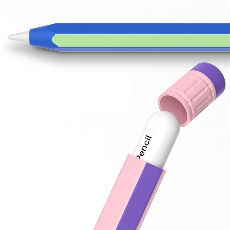 For Apple Pencil Pro / Pencil (2nd Generation) Stylus Pen Silicone Sleeve Dual Color Protective Cover - Blue+Red