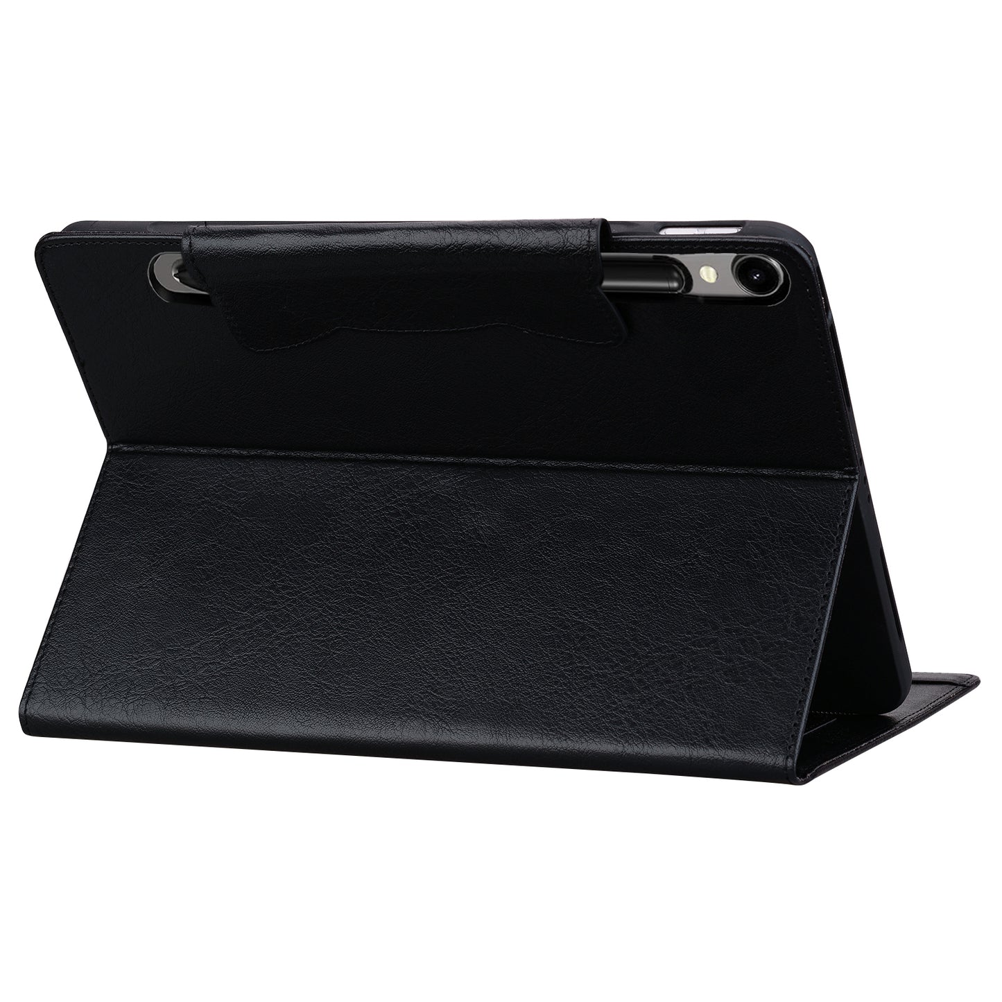 For Samsung Galaxy Tab S9 / Tab S9 FE / Tab S8 / Tab S7 Case Leather Tablet Cover with Card Pocket - Black
