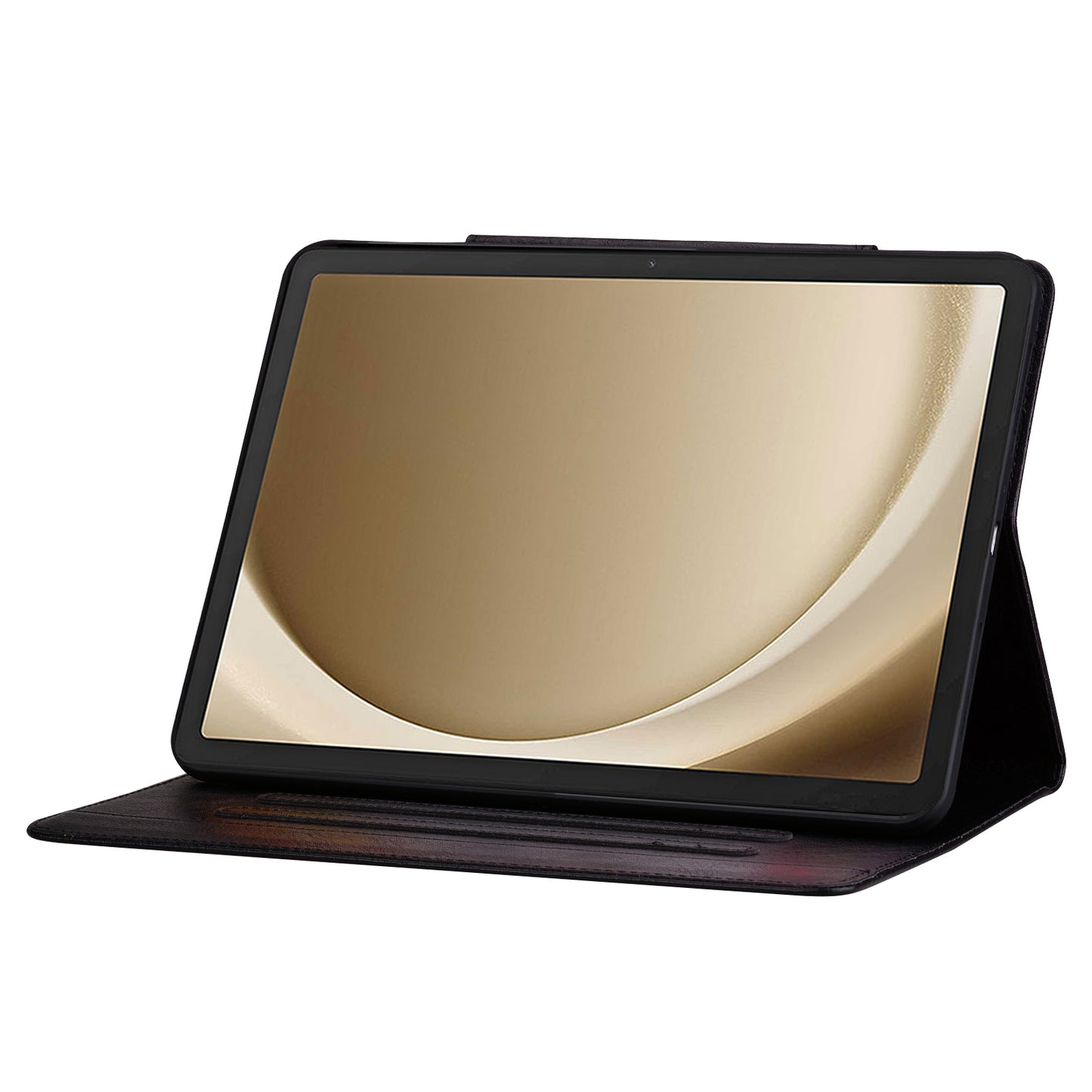 For Samsung Galaxy Tab S9 / Tab S9 FE / Tab S8 / Tab S7 Case Leather Tablet Cover with Card Pocket - Black