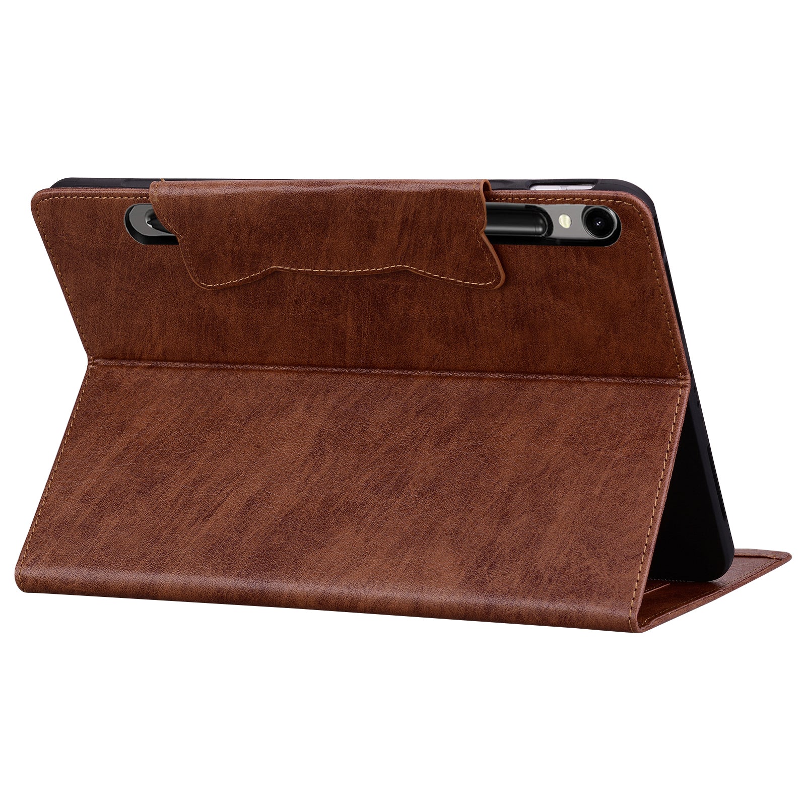 For Samsung Galaxy Tab S9 / Tab S9 FE / Tab S8 / Tab S7 Case Leather Tablet Cover with Card Pocket - Brown