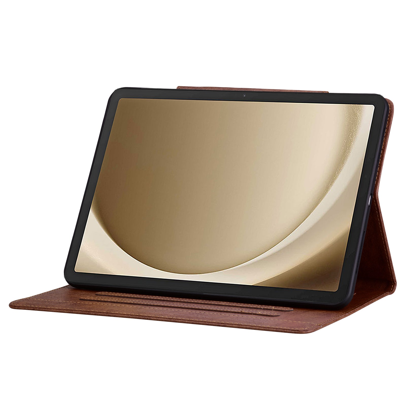 For Samsung Galaxy Tab S9 / Tab S9 FE / Tab S8 / Tab S7 Case Leather Tablet Cover with Card Pocket - Brown