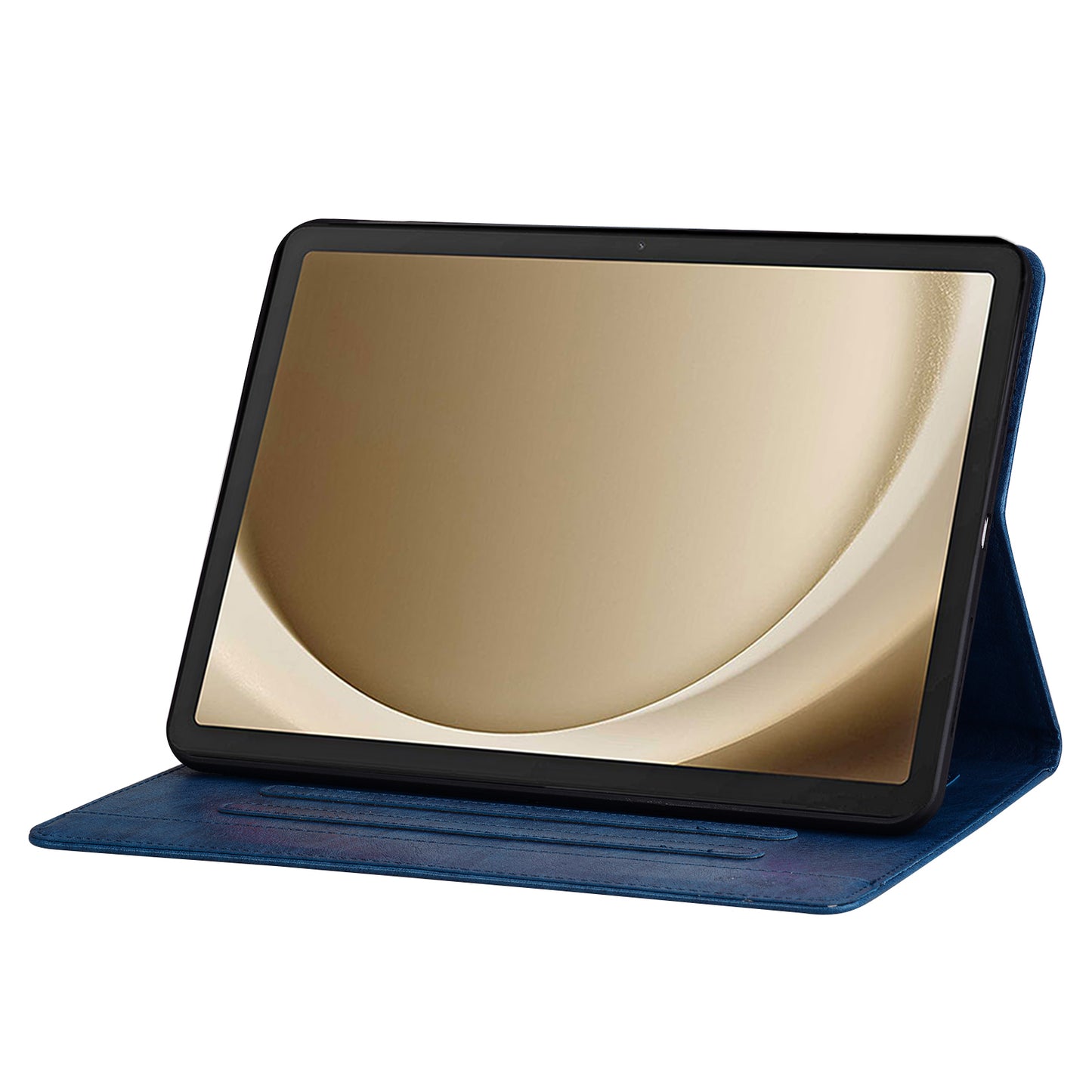 For Samsung Galaxy Tab S9 / Tab S9 FE / Tab S8 / Tab S7 Case Leather Tablet Cover with Card Pocket - Blue