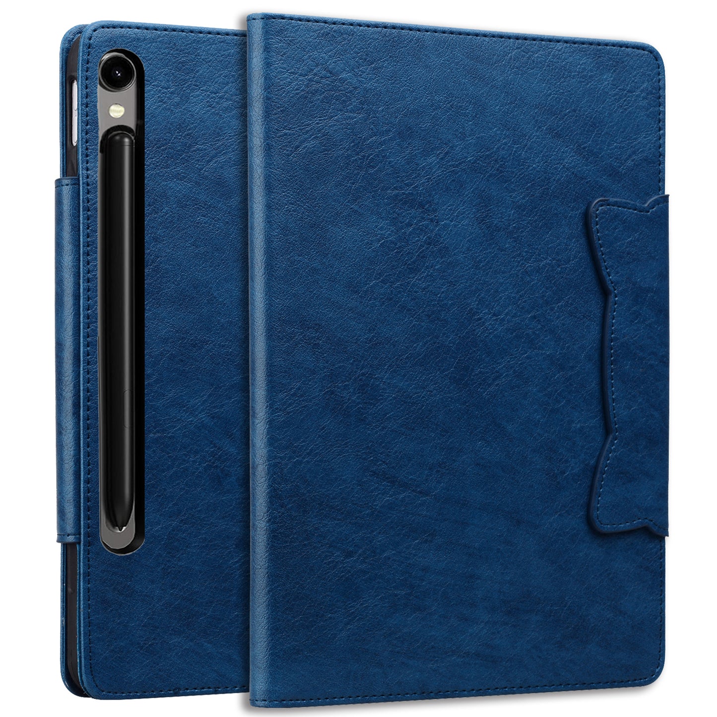 For Samsung Galaxy Tab S9 / Tab S9 FE / Tab S8 / Tab S7 Case Leather Tablet Cover with Card Pocket - Blue