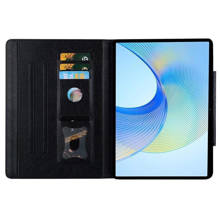 For Honor Pad 8 Stand Case Magnetic Clasp PU Leather Tablet Cover with Card Slots - Black