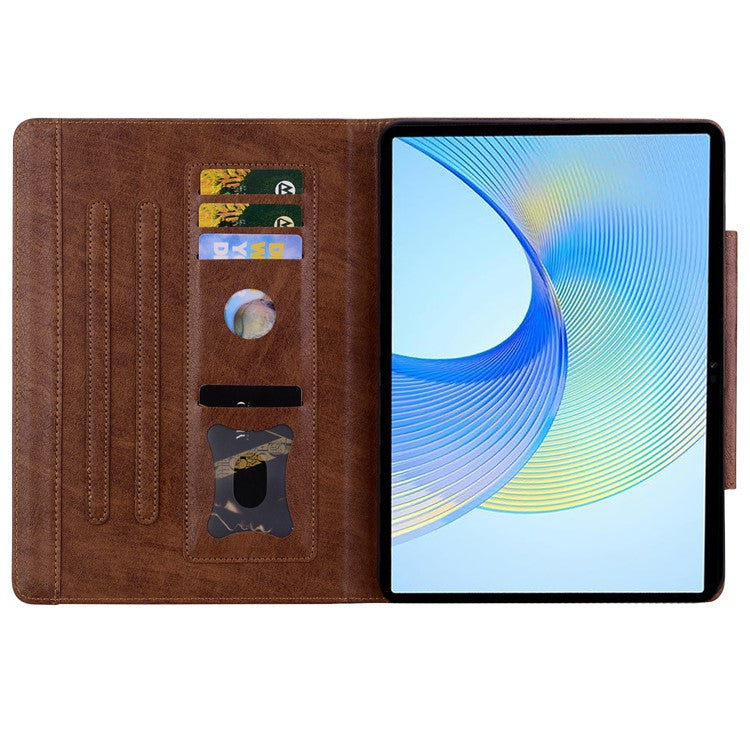 For Honor Pad 8 Stand Case Magnetic Clasp PU Leather Tablet Cover with Card Slots - Brown