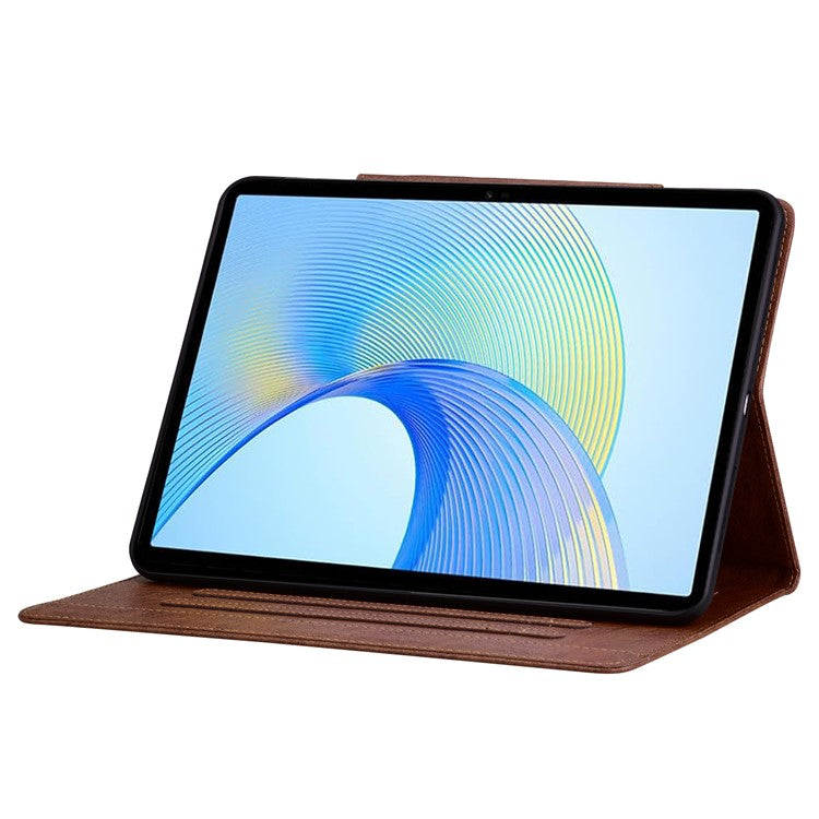 For Honor Pad 8 Stand Case Magnetic Clasp PU Leather Tablet Cover with Card Slots - Brown