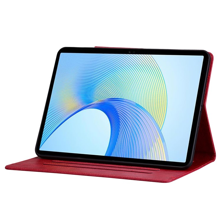 For Honor Pad 8 Stand Case Magnetic Clasp PU Leather Tablet Cover with Card Slots - Red
