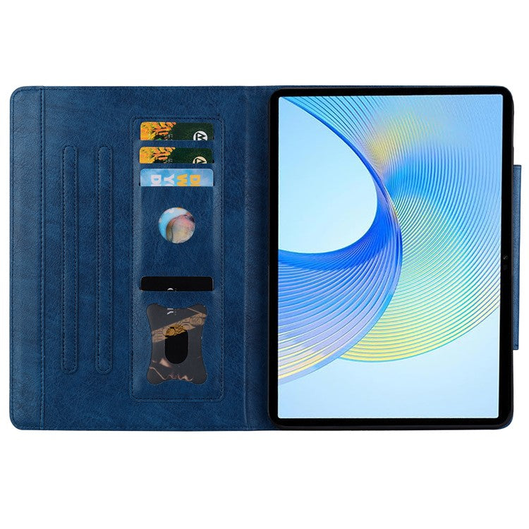 For Honor Pad 8 Stand Case Magnetic Clasp PU Leather Tablet Cover with Card Slots - Blue