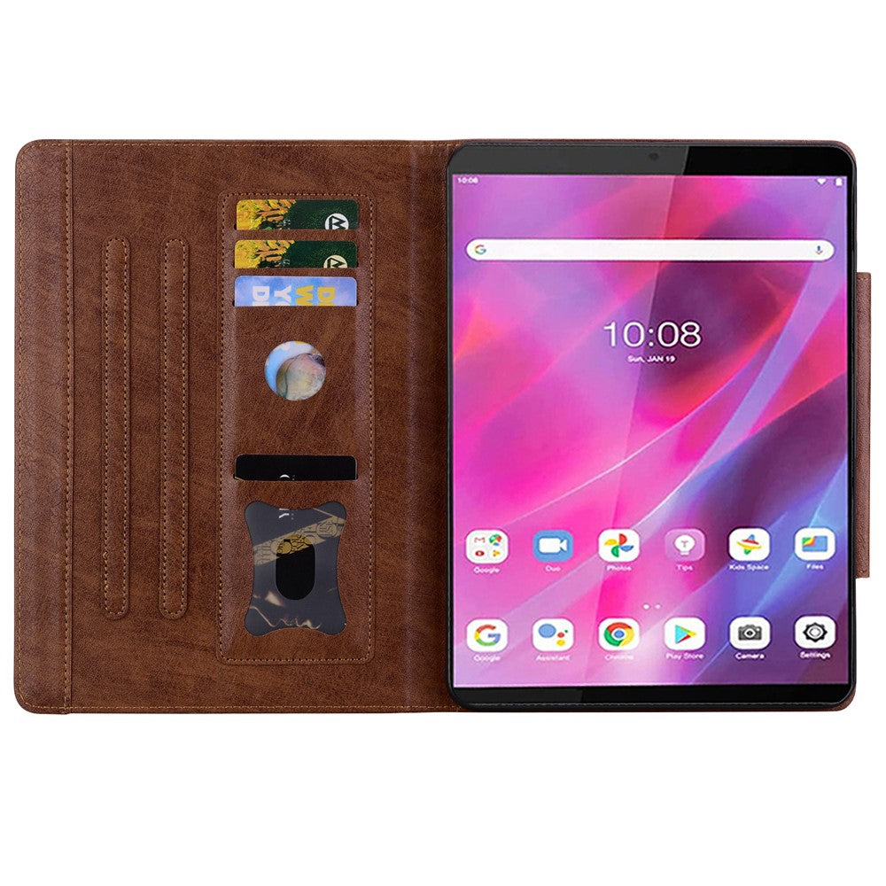 For Lenovo Tab M8 (HD) / M8 (FHD) / M8 (3rd Gen) Stand Case PU Leather Tablet Cover with Card Holder - Brown