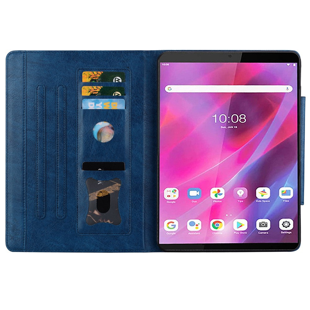 For Lenovo Tab M8 (HD) / M8 (FHD) / M8 (3rd Gen) Stand Case PU Leather Tablet Cover with Card Holder - Blue