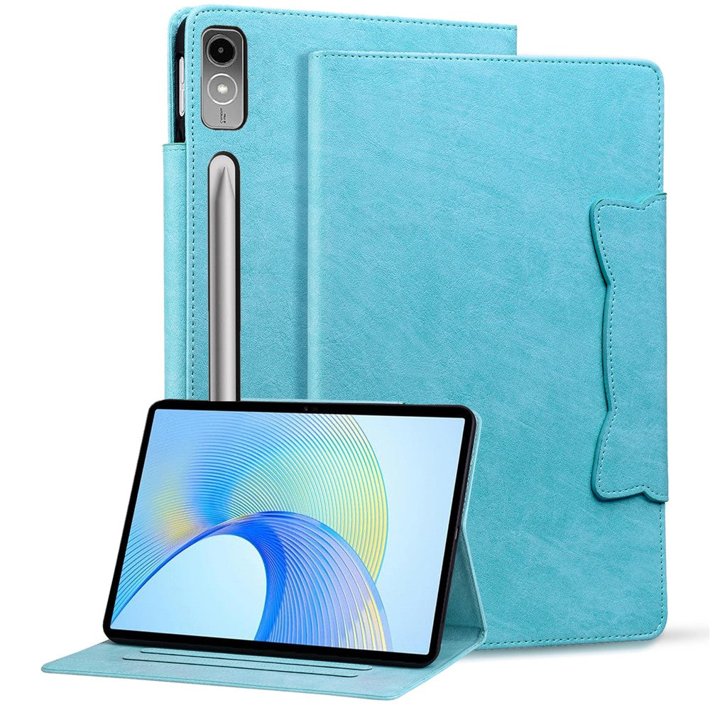 For Lenovo Tab P12 Shockproof Case Magnetic Clasp PU Leather Tablet Cover with Card Slots - Sky Blue