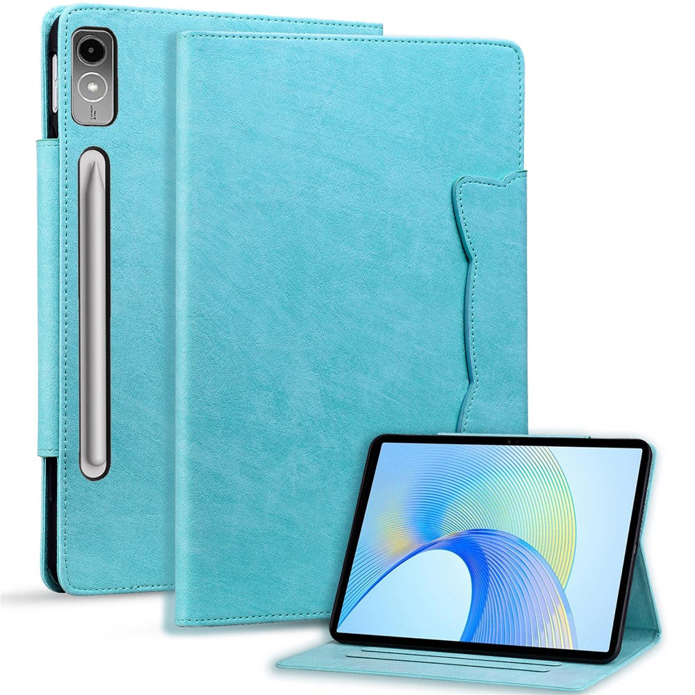 For Lenovo Tab P12 Shockproof Case Magnetic Clasp PU Leather Tablet Cover with Card Slots - Sky Blue