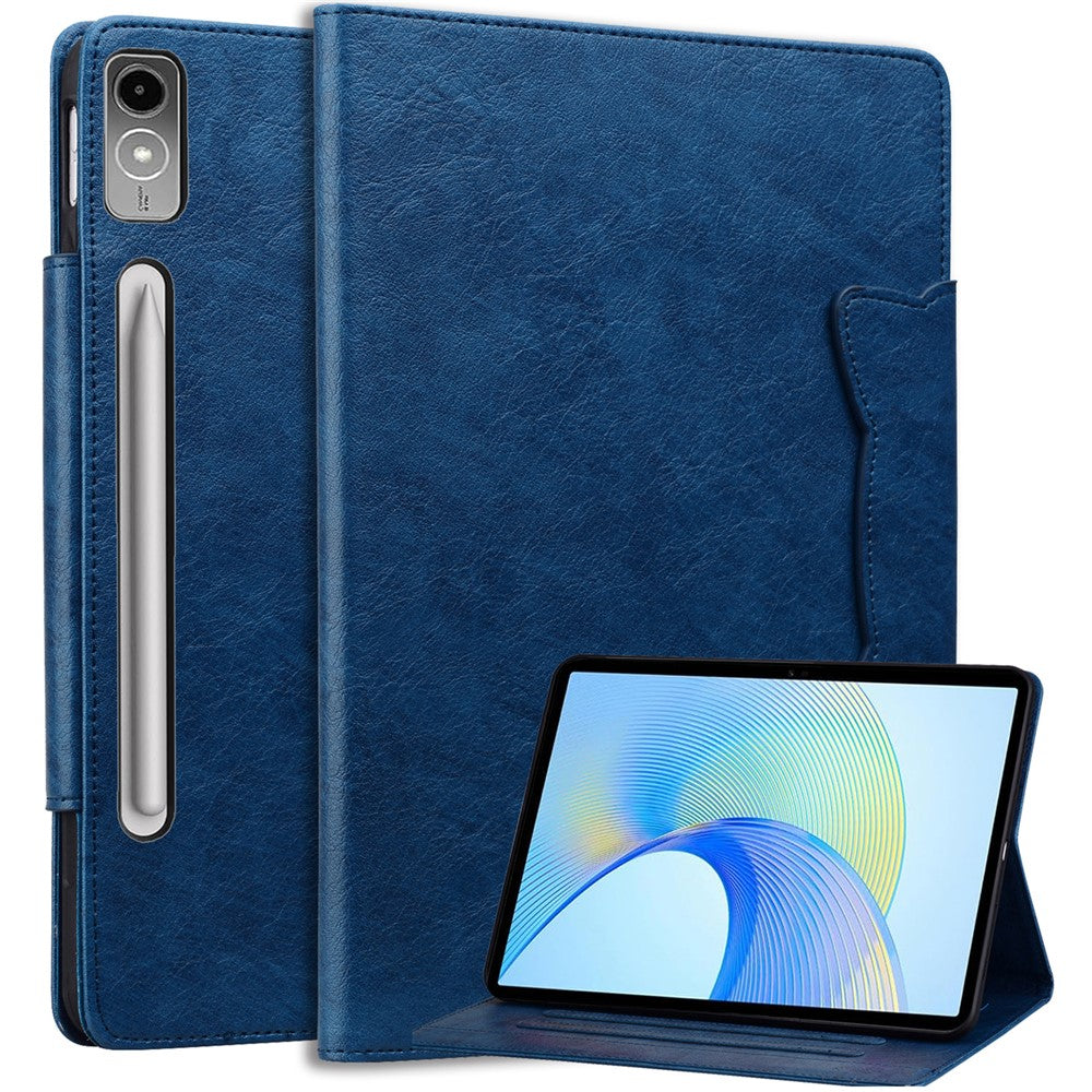 For Lenovo Tab P12 Shockproof Case Magnetic Clasp PU Leather Tablet Cover with Card Slots - Blue