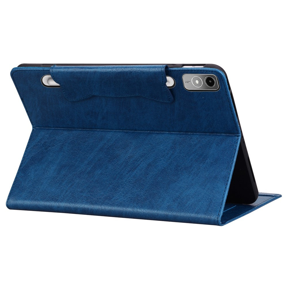 For Lenovo Tab P12 Shockproof Case Magnetic Clasp PU Leather Tablet Cover with Card Slots - Blue