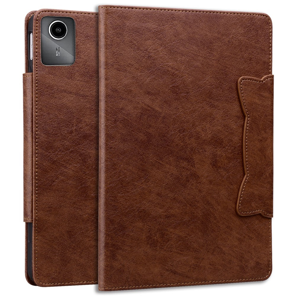 For Lenovo Tab M11 Case Anti-Scratch PU Leather Tablet Cover with Card Slots - Brown