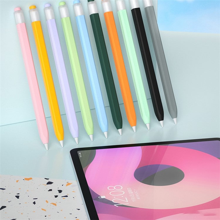 For Apple Pencil (1st Generation) Jelly Stylus Pen Silicone Sleeve Protective Cover (Short Version) - Cyan