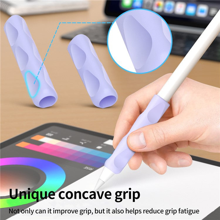 2Pcs Silicone Sleeve for Apple Pencil, Huawei M-Pencil Series Stylus Cover Grip Holder - Purple
