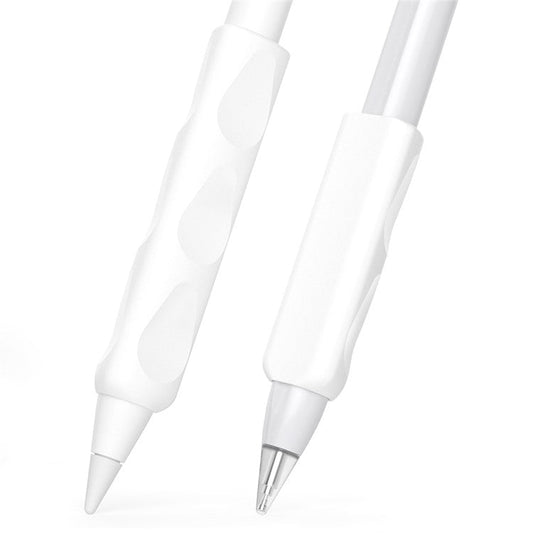 2Pcs Silicone Sleeve for Apple Pencil, Huawei M-Pencil Series Stylus Cover Grip Holder - White