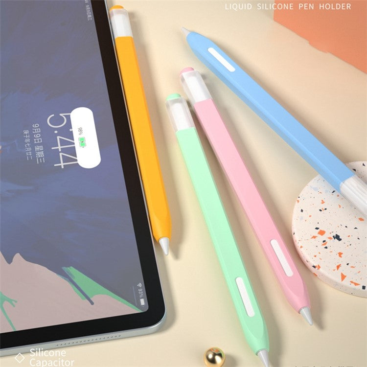 For Apple Pencil Pro / Pencil (2nd Generation) Jelly Stylus Pen Silicone Sleeve Anti-Drop Anti-Dirt Cover (Short Version) - Cyan