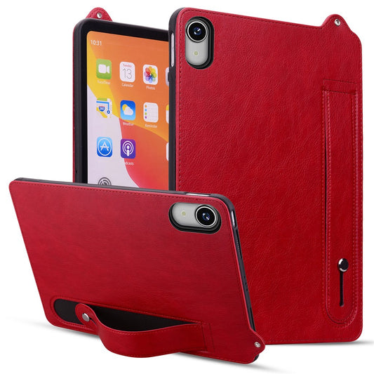 For Lenovo Tab P11 TB-J606F Case Hand Strap Kickstand Leather Tablet Cover - Red