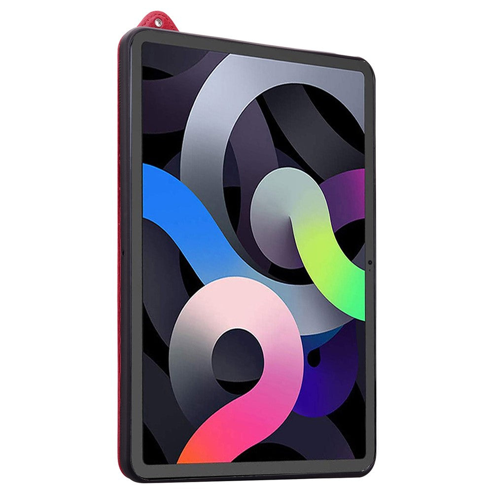 For Lenovo Tab P11 TB-J606F Case Hand Strap Kickstand Leather Tablet Cover - Red