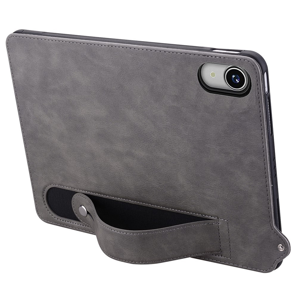 For Lenovo Tab P11 TB-J606F Case Hand Strap Kickstand Leather Tablet Cover - Grey