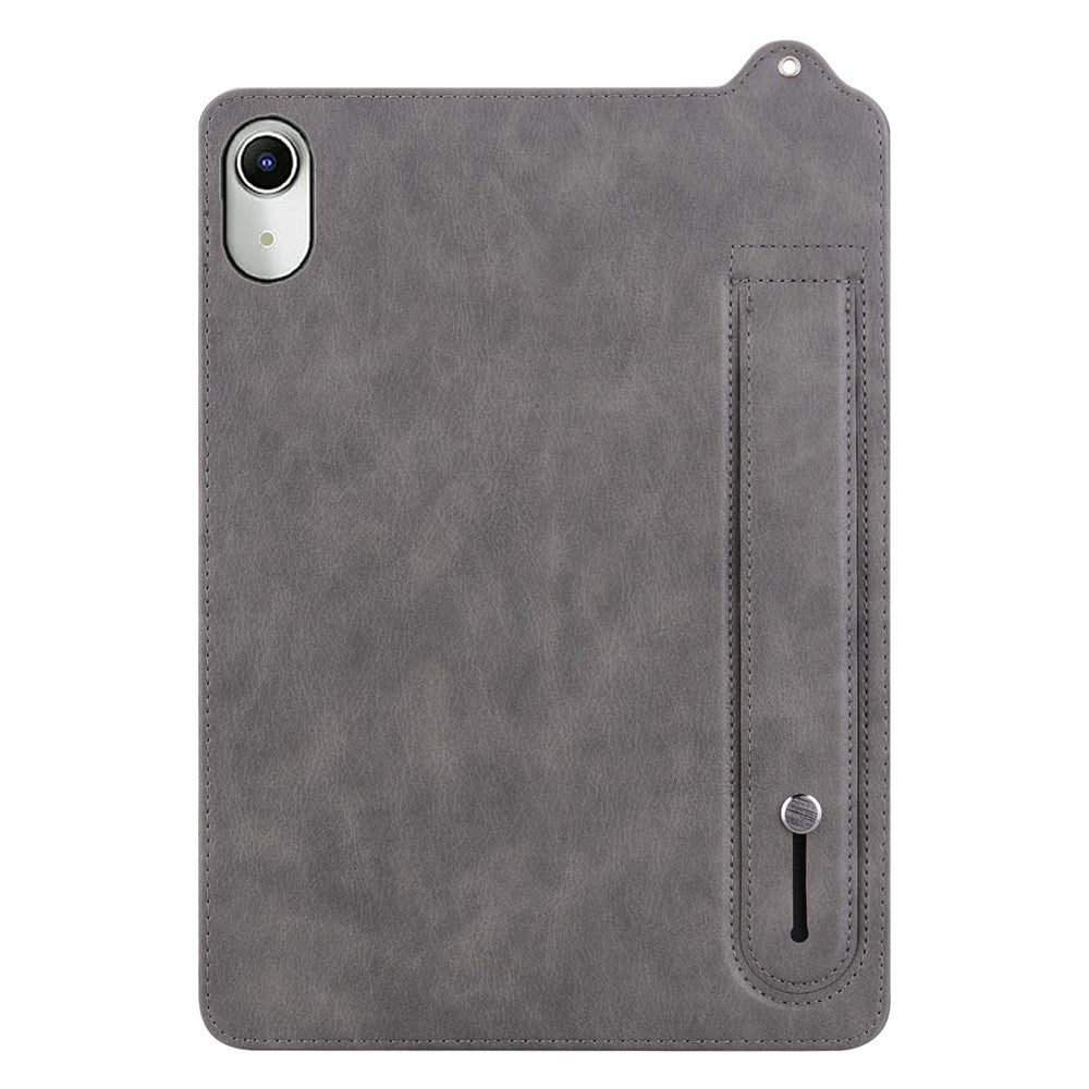 For Lenovo Tab P11 TB-J606F Case Hand Strap Kickstand Leather Tablet Cover - Grey