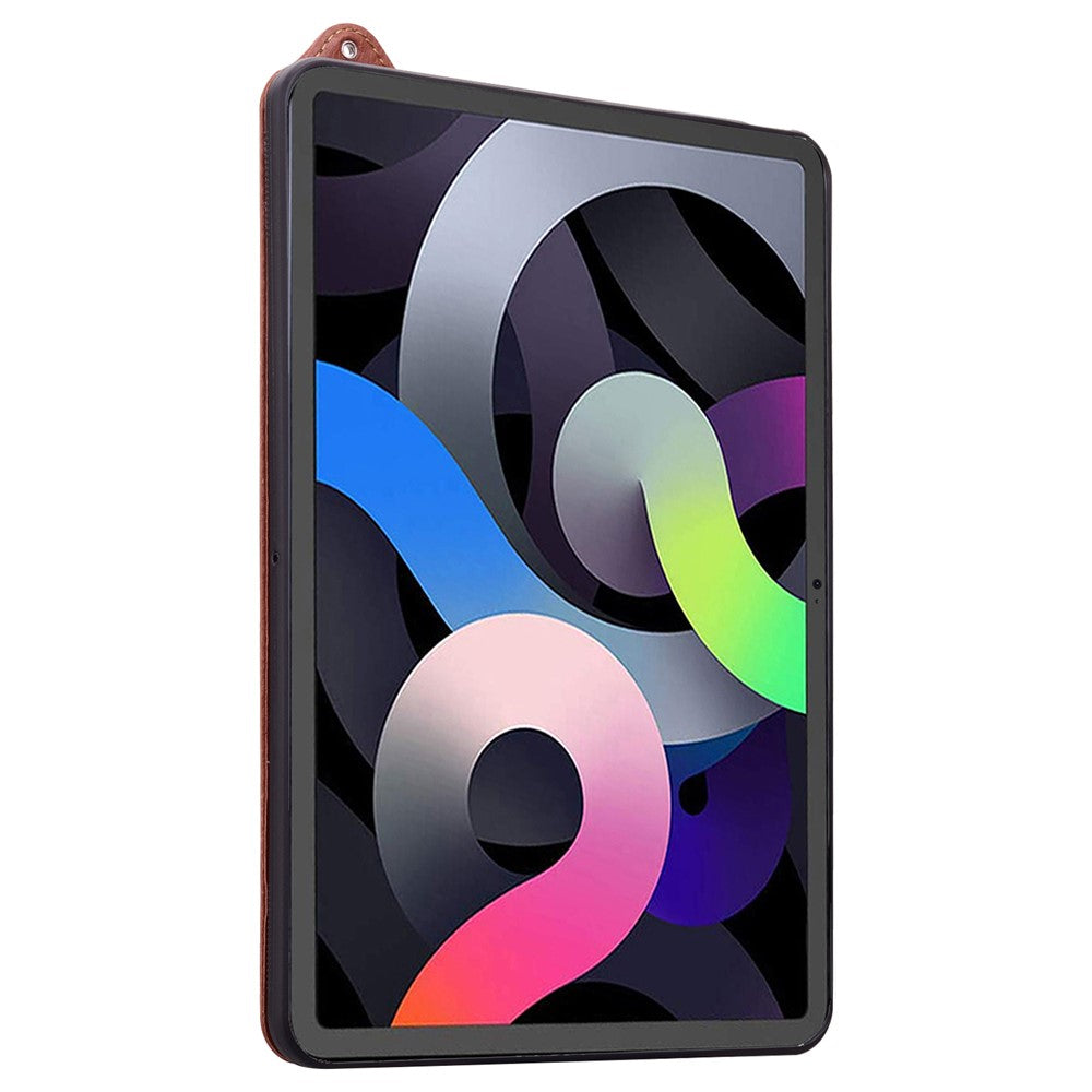 For Lenovo Tab P11 TB-J606F Case Hand Strap Kickstand Leather Tablet Cover - Brown