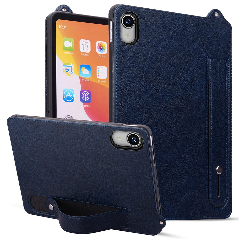 For Lenovo Tab P11 TB-J606F Case Hand Strap Kickstand Leather Tablet Cover - Blue