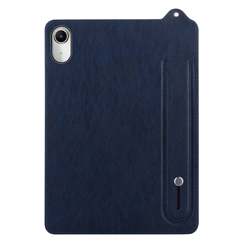For Lenovo Tab P11 TB-J606F Case Hand Strap Kickstand Leather Tablet Cover - Blue