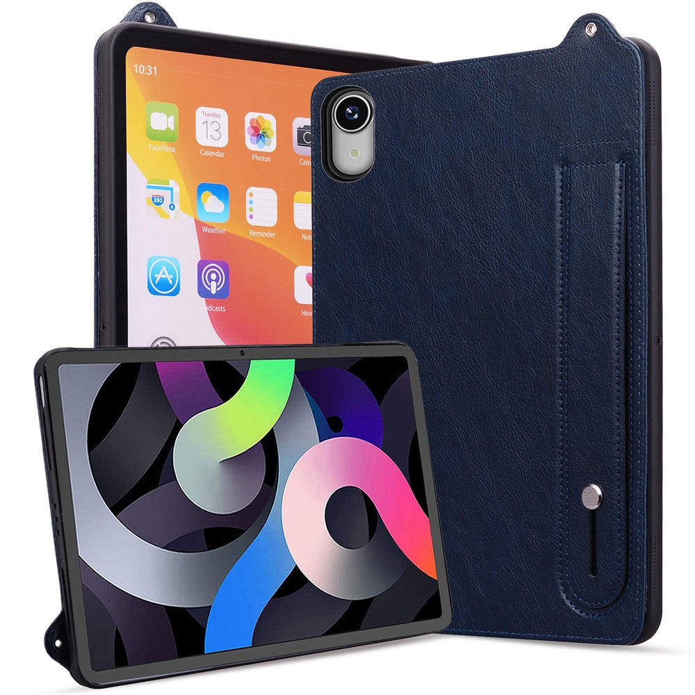 For Lenovo Tab P11 TB-J606F Case Hand Strap Kickstand Leather Tablet Cover - Blue