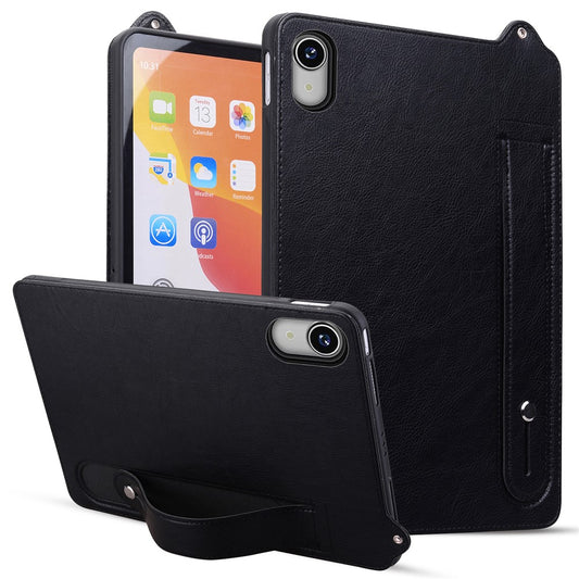 For Lenovo Tab P11 TB-J606F Case Hand Strap Kickstand Leather Tablet Cover - Black