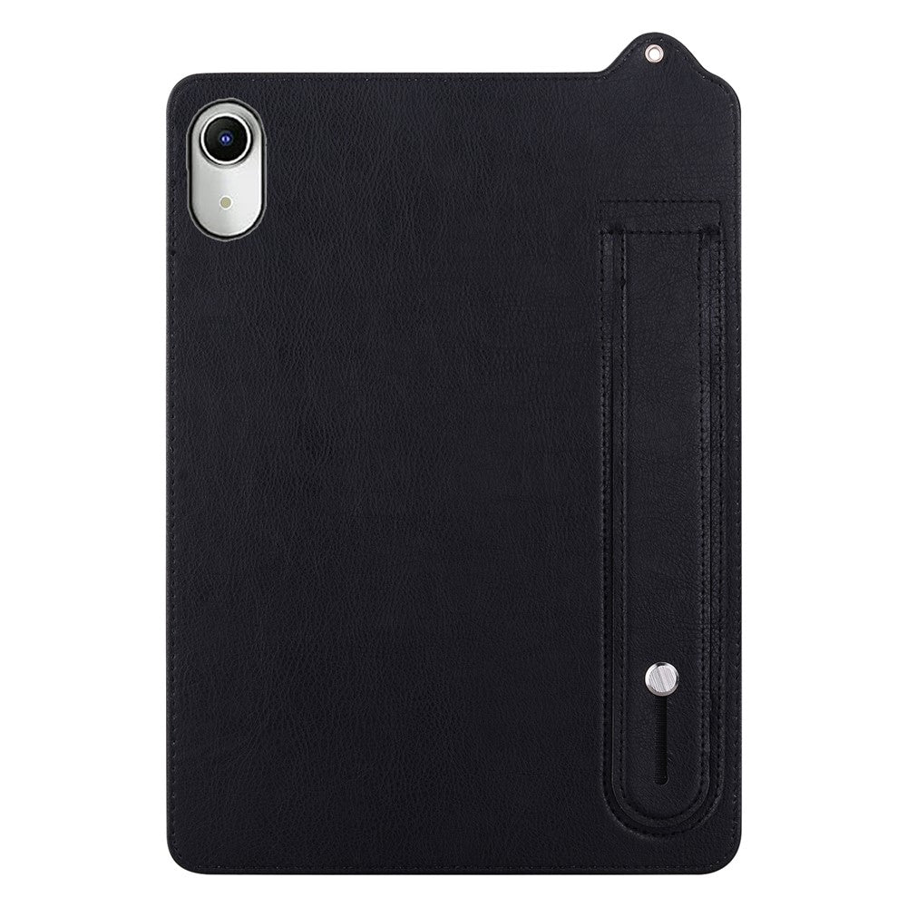 For Lenovo Tab P11 TB-J606F Case Hand Strap Kickstand Leather Tablet Cover - Black