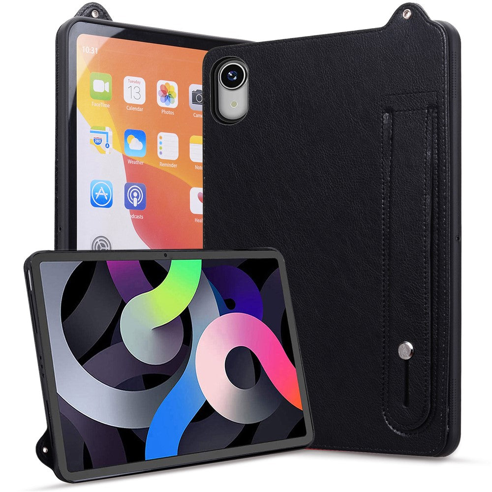 For Lenovo Tab P11 TB-J606F Case Hand Strap Kickstand Leather Tablet Cover - Black