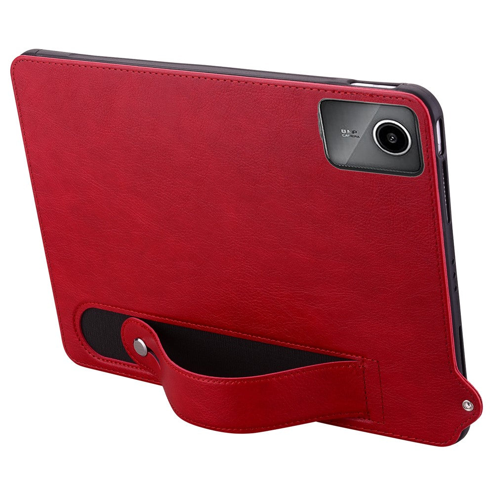 For Lenovo Tab M11 / Tab K11 Case Hand Strap Kickstand Leather Tablet Cover - Red