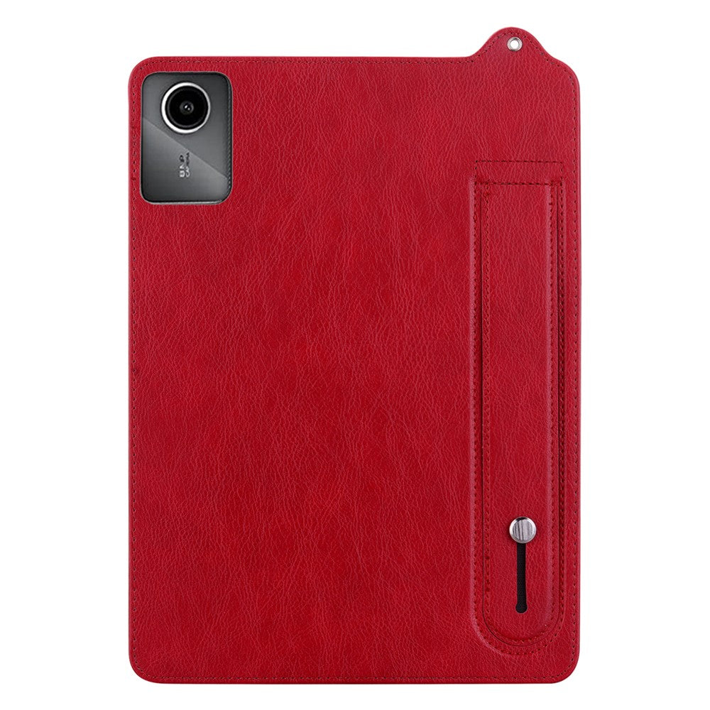 For Lenovo Tab M11 / Tab K11 Case Hand Strap Kickstand Leather Tablet Cover - Red