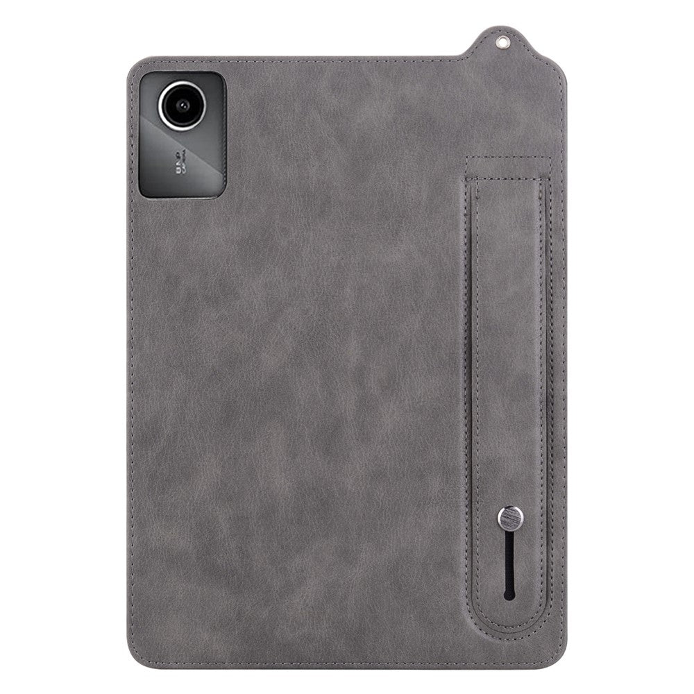 For Lenovo Tab M11 / Tab K11 Case Hand Strap Kickstand Leather Tablet Cover - Grey