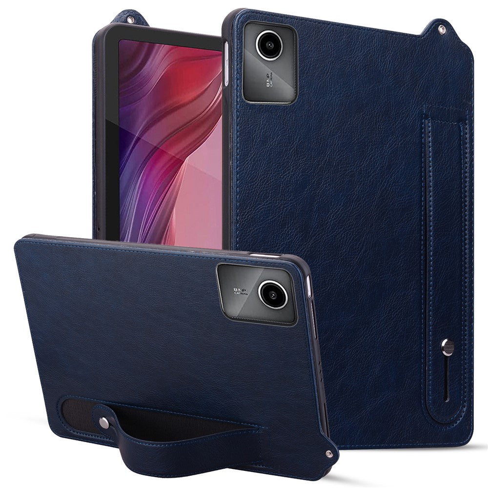 For Lenovo Tab M11 / Tab K11 Case Hand Strap Kickstand Leather Tablet Cover - Blue