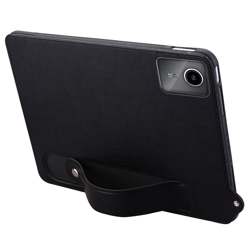For Lenovo Tab M11 / Tab K11 Case Hand Strap Kickstand Leather Tablet Cover - Black