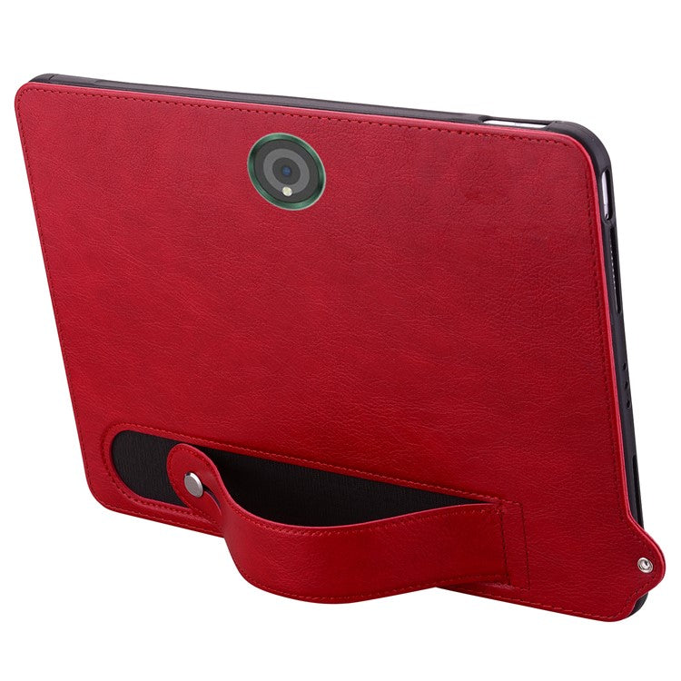 For OnePlus Pad / Oppo Pad 2 Tablet Case Hand Strap Kickstand Leather Cover - Red