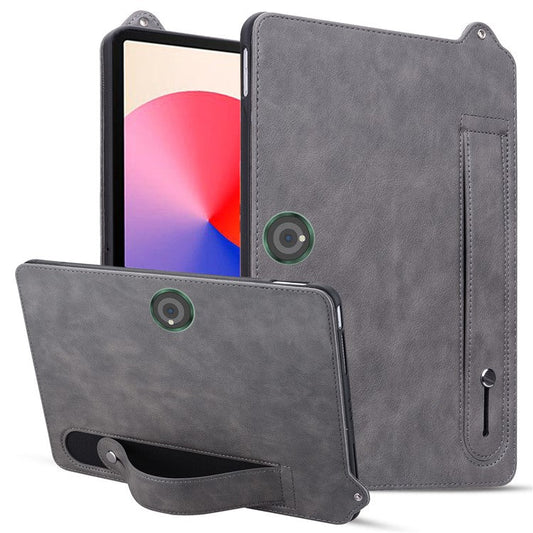 For OnePlus Pad / Oppo Pad 2 Tablet Case Hand Strap Kickstand Leather Cover - Grey