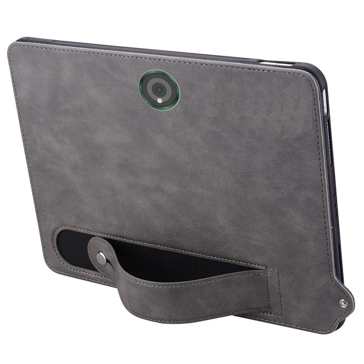 For OnePlus Pad / Oppo Pad 2 Tablet Case Hand Strap Kickstand Leather Cover - Grey