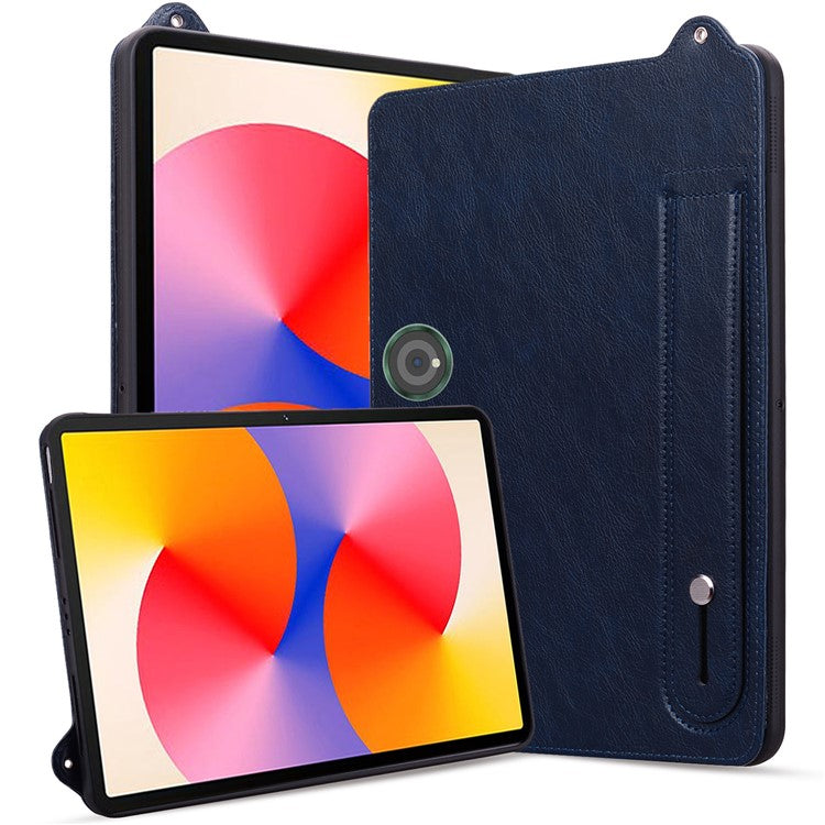 For OnePlus Pad / Oppo Pad 2 Tablet Case Hand Strap Kickstand Leather Cover - Blue