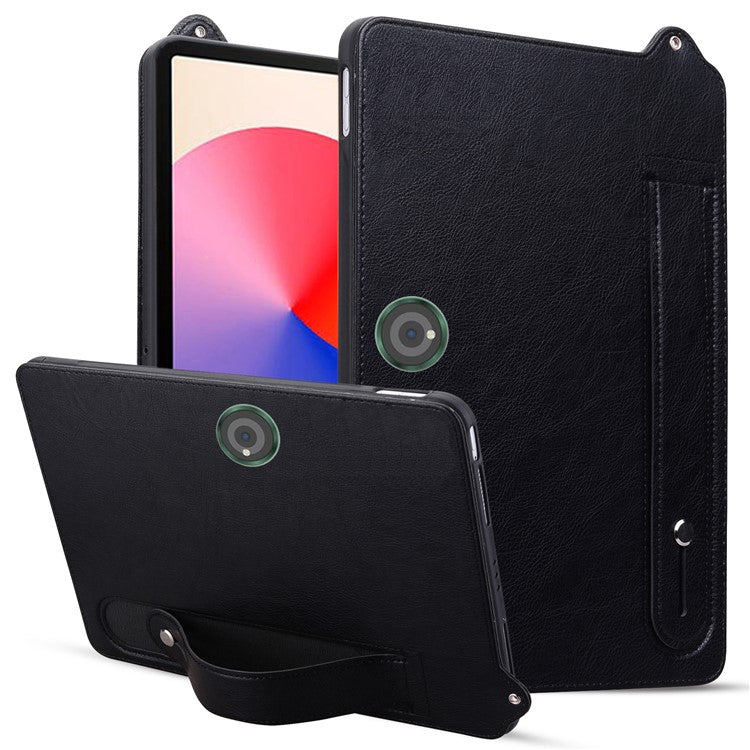 For OnePlus Pad / Oppo Pad 2 Tablet Case Hand Strap Kickstand Leather Cover - Black