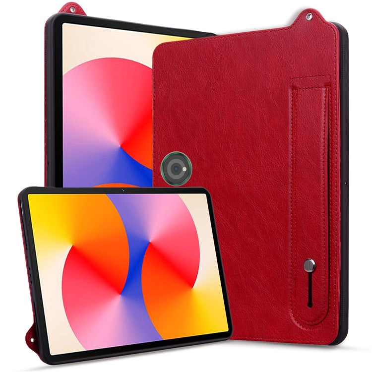 For OnePlus Pad Pro Case Hand Strap Kickstand Leather Tablet Cover - Red