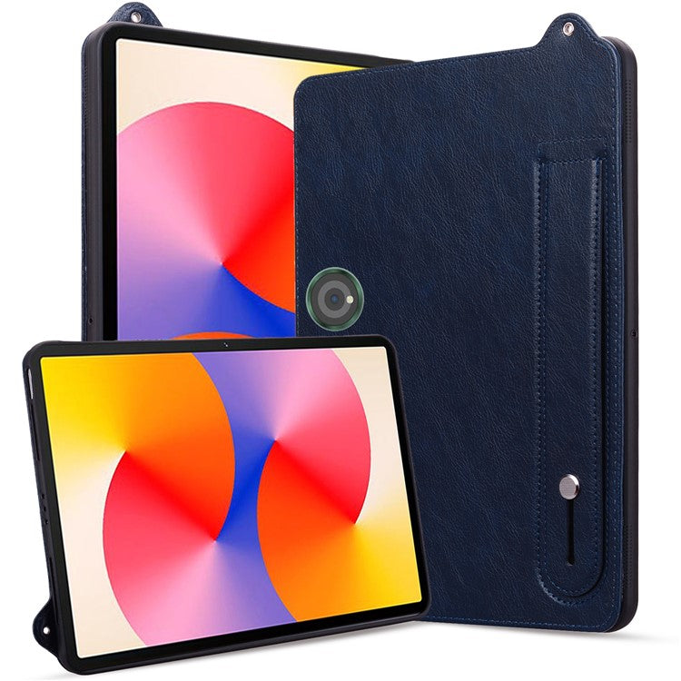 For OnePlus Pad Pro Case Hand Strap Kickstand Leather Tablet Cover - Blue