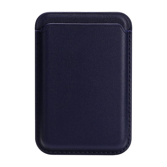 Single Ring Magnetic Card Holder for iPhone 12-16 Series PU Leather Slim Attachment - Blue