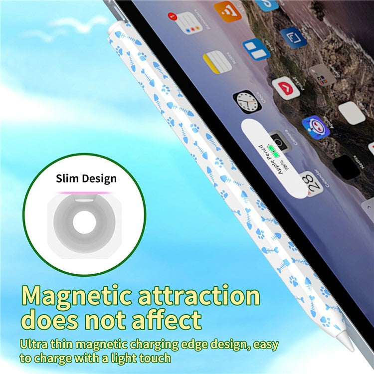 For Apple Pencil (2nd Generation) Stylus Case Fishbone Texture Silicone Sleeve Pencil Protective Cover - Black