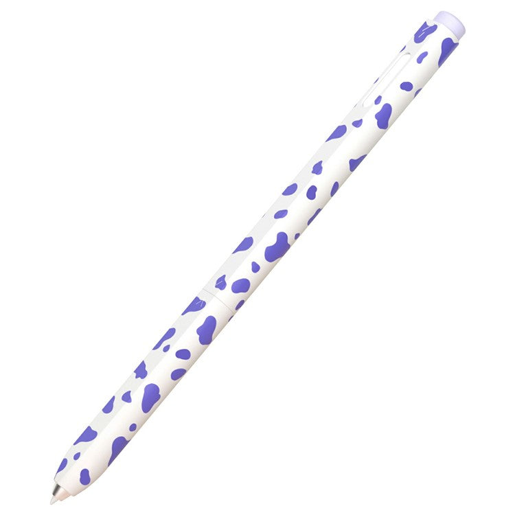 For Samsung Galaxy Tab S9  /  S8  /  S7 Stylus Case Cow Pattern Silicone Sleeve Pencil Protective Cover - Purple