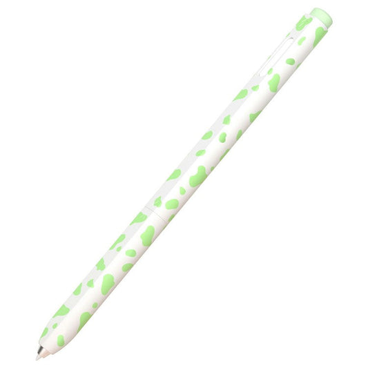 For Samsung Galaxy Tab S9  /  S8  /  S7 Stylus Case Cow Pattern Silicone Sleeve Pencil Protective Cover - Matcha Green